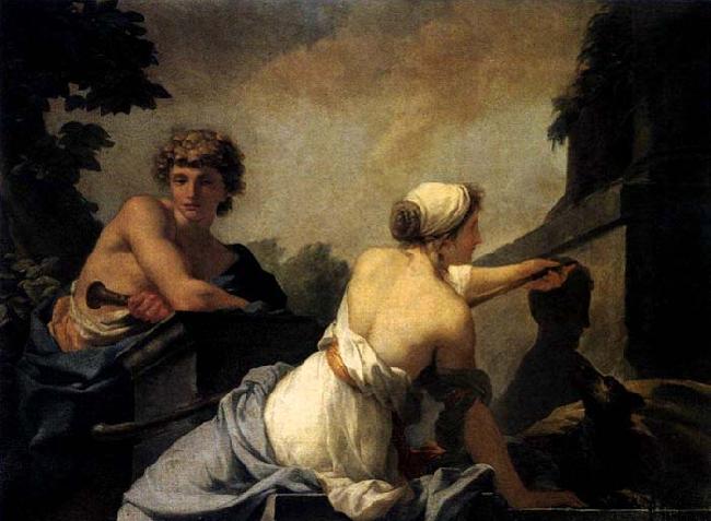 Baron Jean-Baptiste Regnault The Origin of Painting: Dibutades Tracing the Portrait of a Shepherd Sweden oil painting art